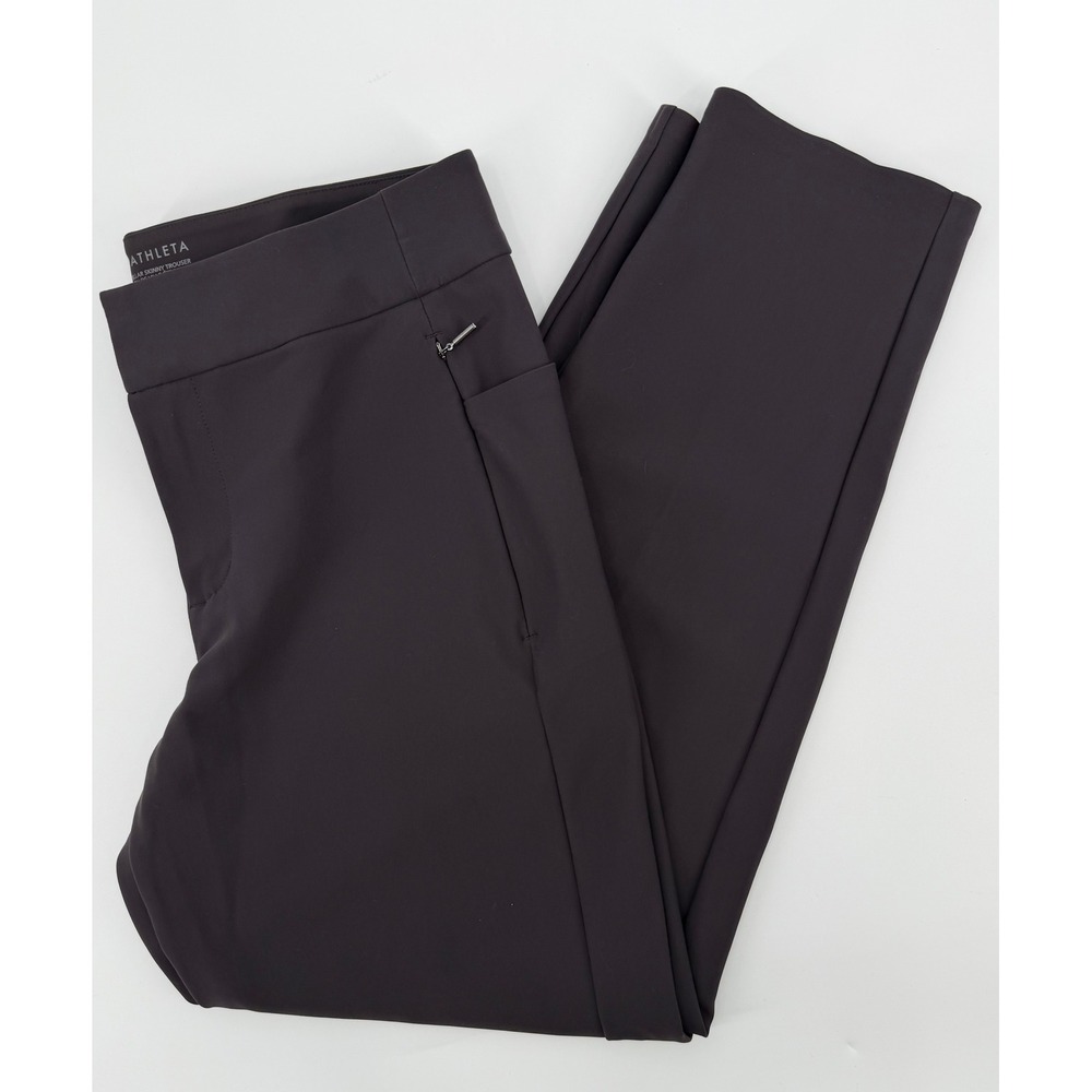 Athleta Stellar Skinny Trouser Gray Petite 4P High Rise Zip Pocket
